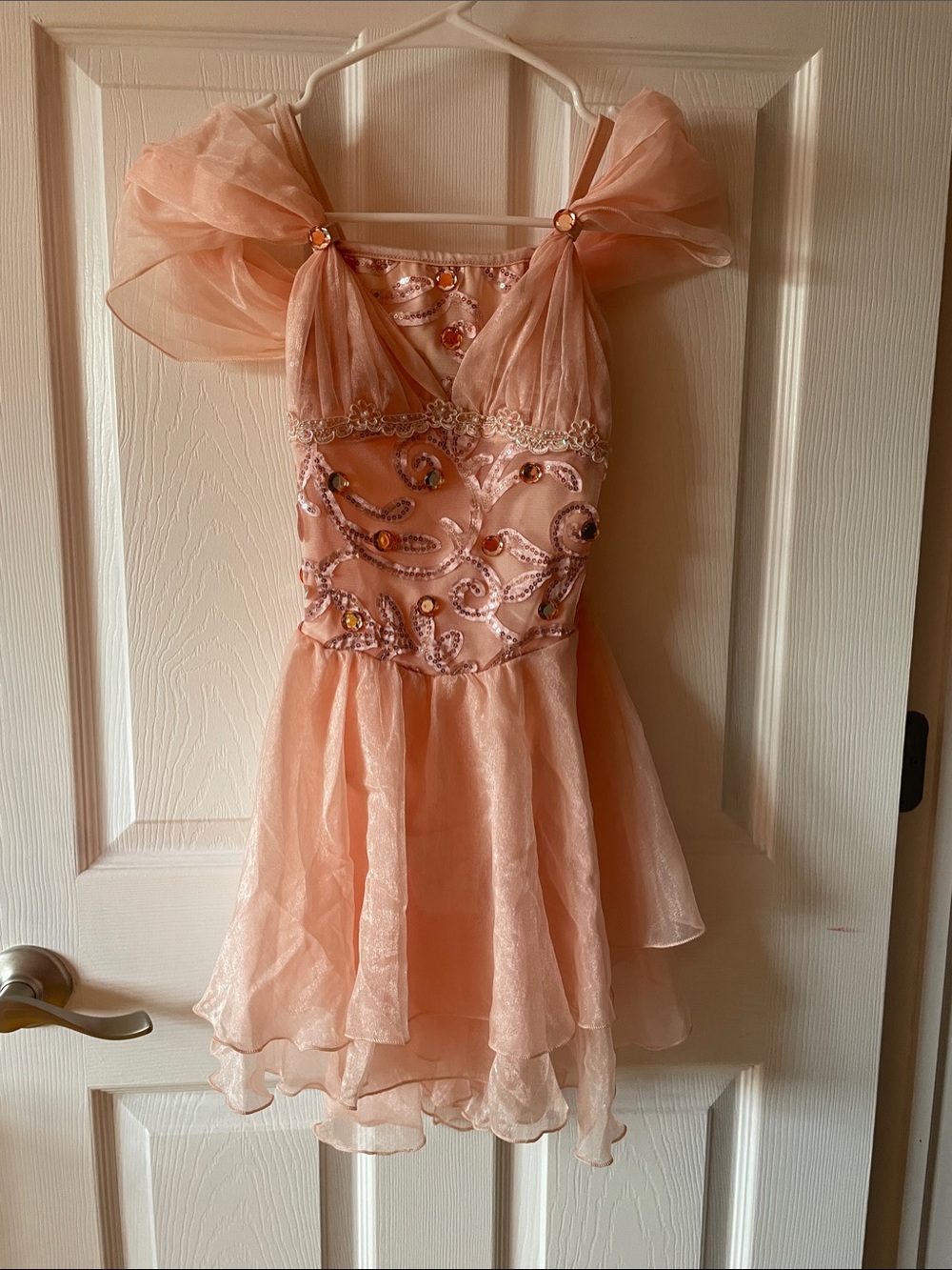 Peach Embellished Tulle Dance Costume